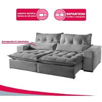 Sofá 2 Lugares Máximo Retrátil E Reclinável 2,10 Metros Suede Cinza Claro Cinza Claro - 10