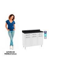 Balcão Gabinete Cozinha Aço Topázio Com Tampo - 5