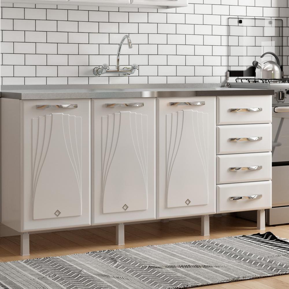 Balcão De Cozinha De Aço Telasul Star New Bco Sem tampo Para Pia - 1