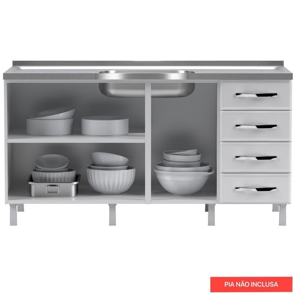 Balcão De Cozinha De Aço Telasul Star New Bco Sem tampo Para Pia - 5