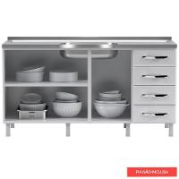 Balcão De Cozinha De Aço Telasul Star New Bco Sem tampo Para Pia - 5