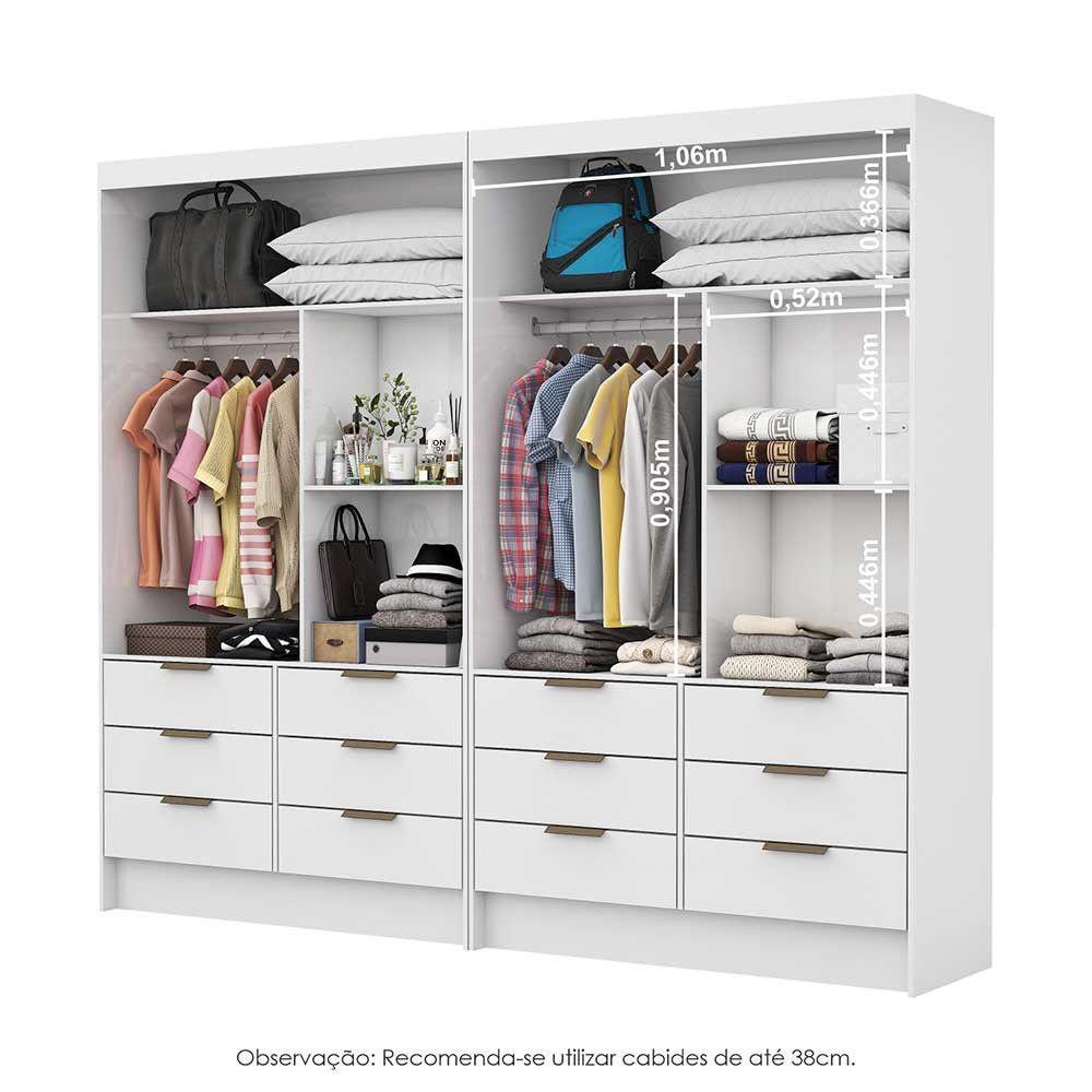 Closet Casal Duplo Sevilha Premium Com 12 Gavetas Branco - 5