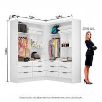 Closet Casal Duplo Sevilha Premium Com 12 Gavetas Branco