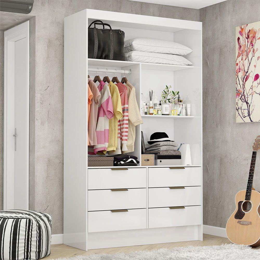 Closet De Casal Sevilha Com 6 Gavetas Carioca Móveis Branco - 1