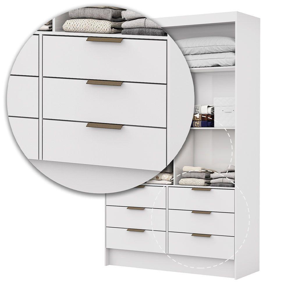 Closet De Casal Sevilha Com 6 Gavetas Carioca Móveis Branco - 5
