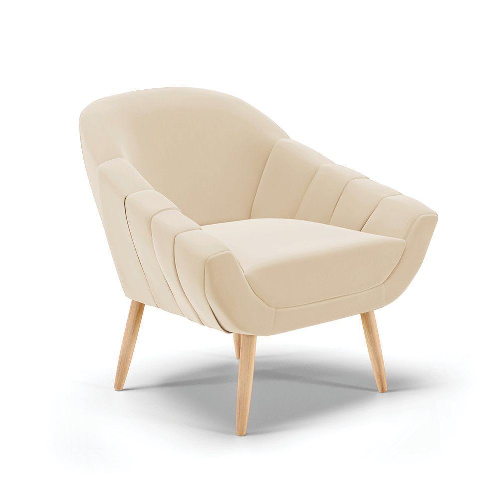 Poltrona Giovana Suede Bege Natural - 1