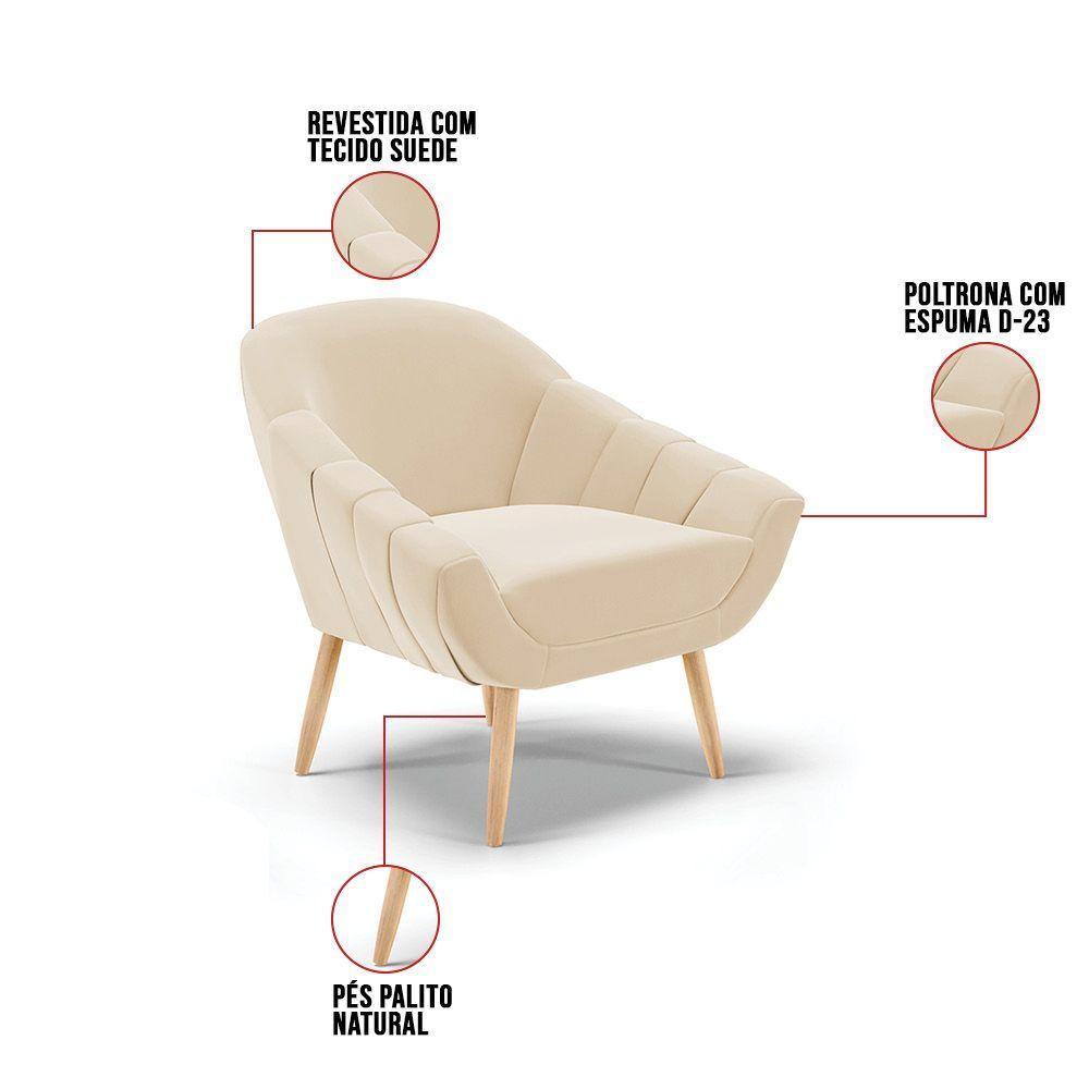 Poltrona Giovana Suede Bege Natural - 3