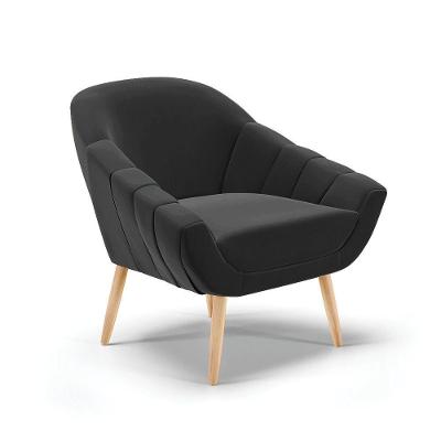 Poltrona Giovana Veludo Natural Preto