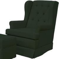 Poltrona E Puff Helena P02 Capitonê Linho Verde Musgo