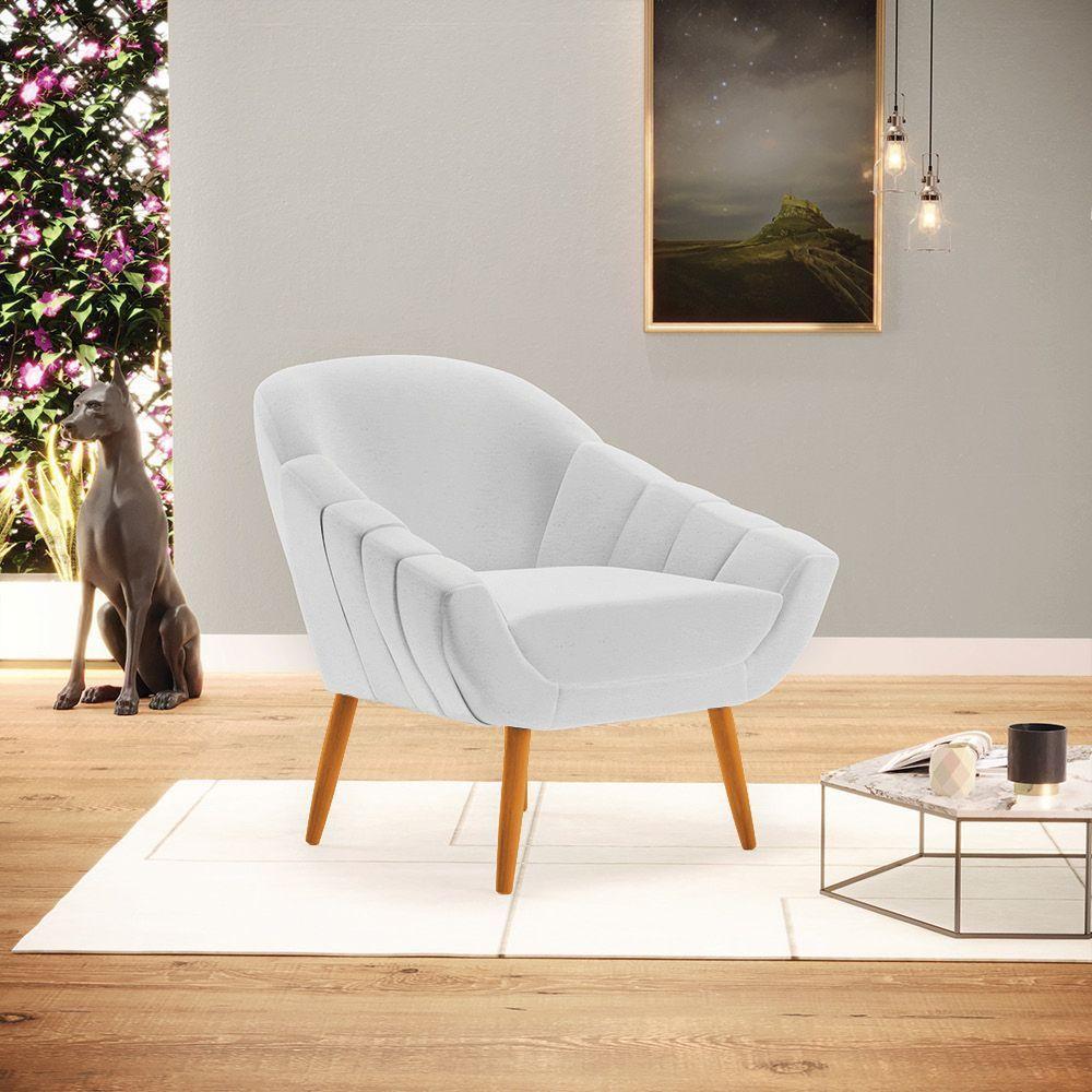 Poltrona Giovana Linho Castanho A05 Cinza - 8