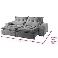 Sofá 3 Lugares Máximo Retrátil E Reclinável 2,30 Metros Suede Cinza Claro Cinza Claro - 3