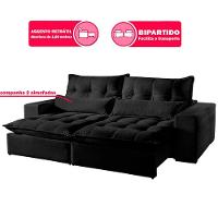 Sofá 3 Lugares Retrátil E Reclinável Máximo 2.30M Veludo Preto Preto - 5