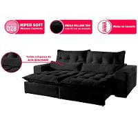 Sofá 3 Lugares Retrátil E Reclinável Máximo 2.30M Veludo Preto Preto - 6