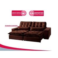 Sofá 3 Lugares Retrátil E Reclinável Bruna 2.30m Veludo Móveis Mix Marrom