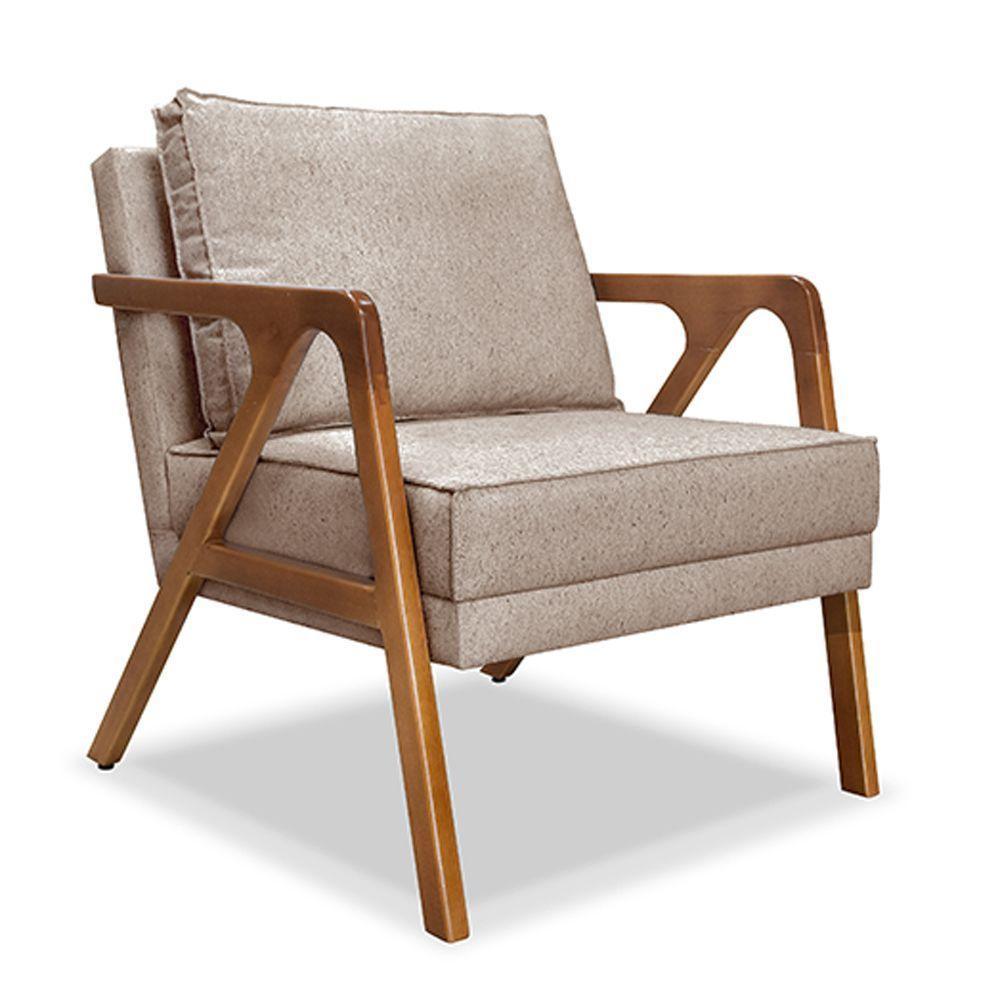 Poltrona Decorativa De Luxo Frida Linho Rústico Areia - 2