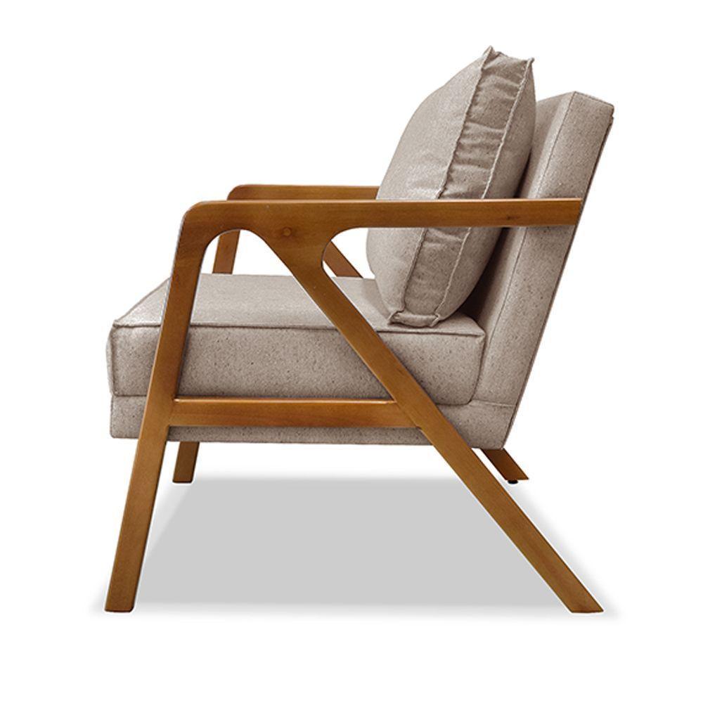 Poltrona Decorativa De Luxo Frida Linho Rústico Areia - 3