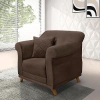 Poltrona Decorativa C/1 Almofada Veludo Marrom - 6