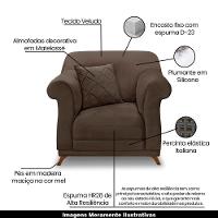 Poltrona Decorativa C/1 Almofada Veludo Marrom - 8