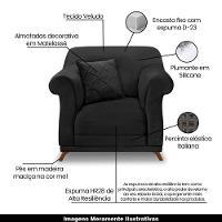 Poltrona Decorativa C/1 Almofada Veludo Preto - 7