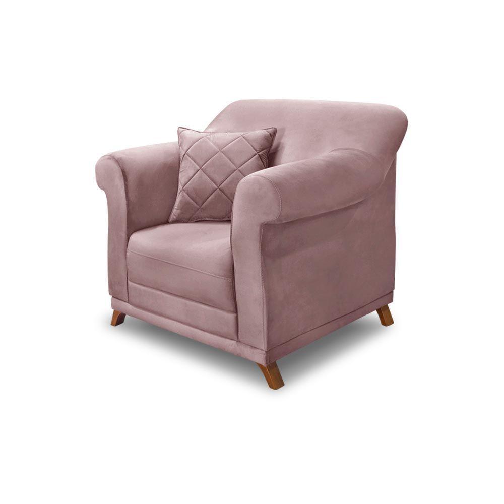 Poltrona Decorativa C/1 Almofada Veludo Lilás - 1