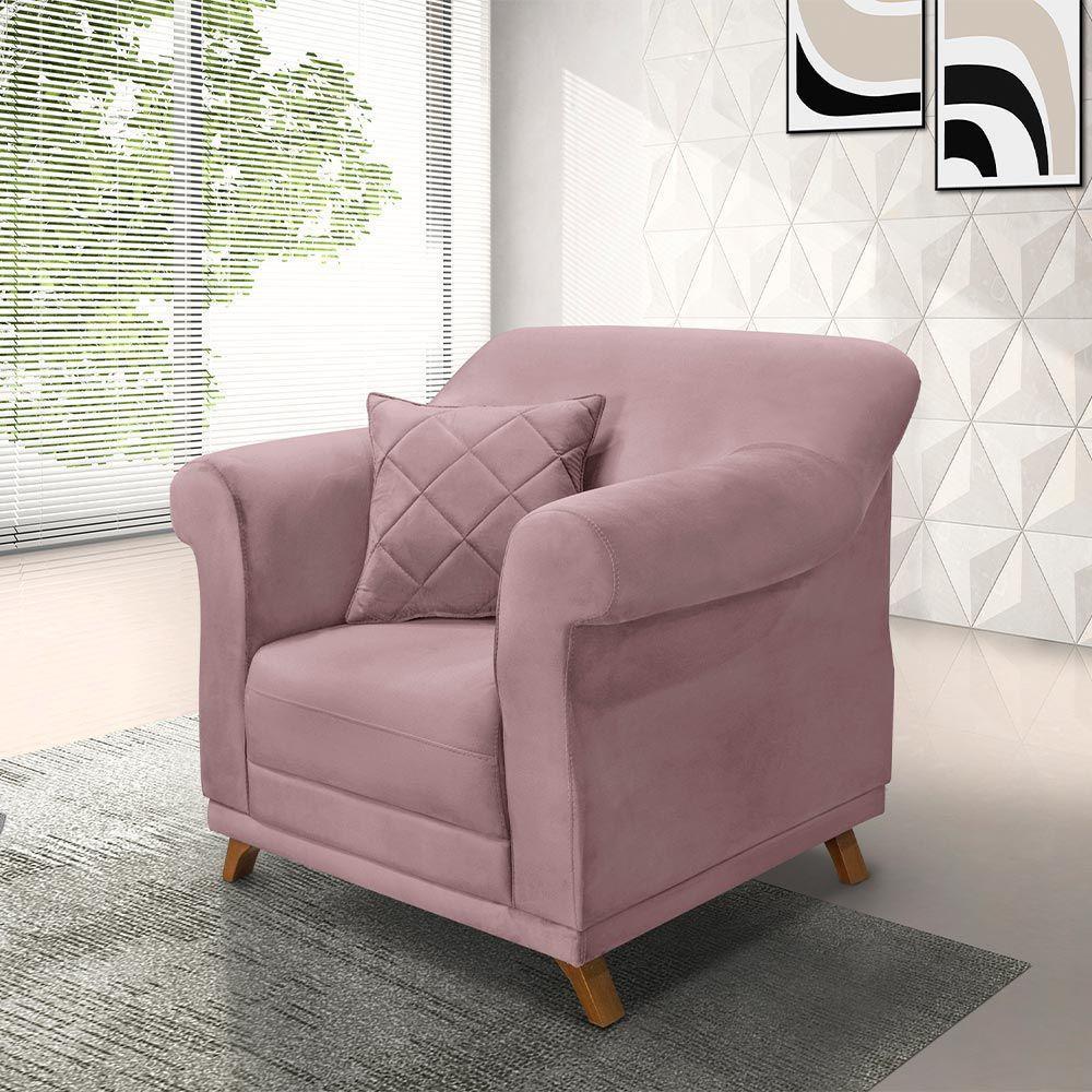 Poltrona Decorativa C/1 Almofada Veludo Lilás - 5