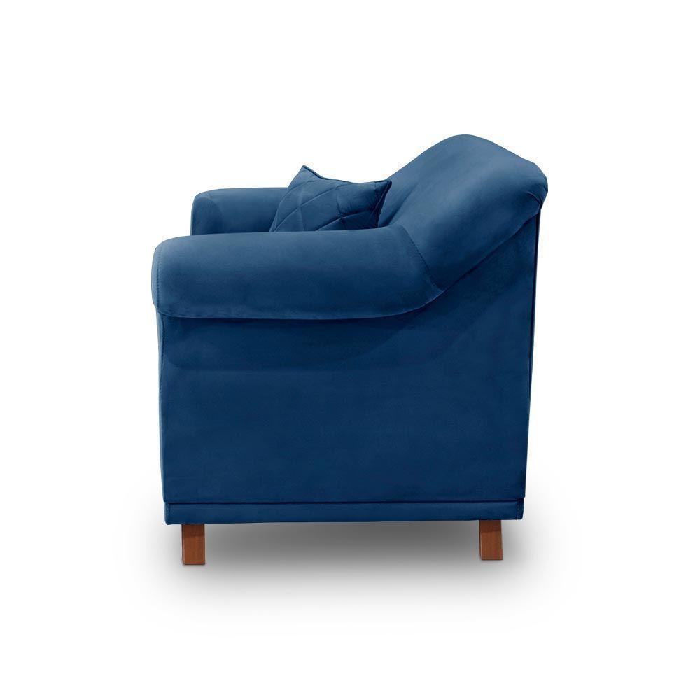 Poltrona Decorativa C/1 Almofada Suede Azul Marinho - 2