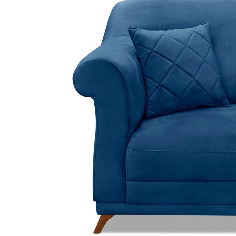 Poltrona Decorativa C/1 Almofada Suede Azul Marinho - 4
