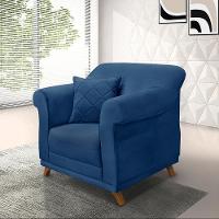 Poltrona Decorativa C/1 Almofada Suede Azul Marinho - 5