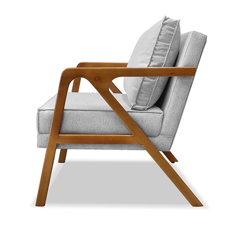 Poltrona Decorativa De Luxo Frida Linho Rústico Grigio - 3