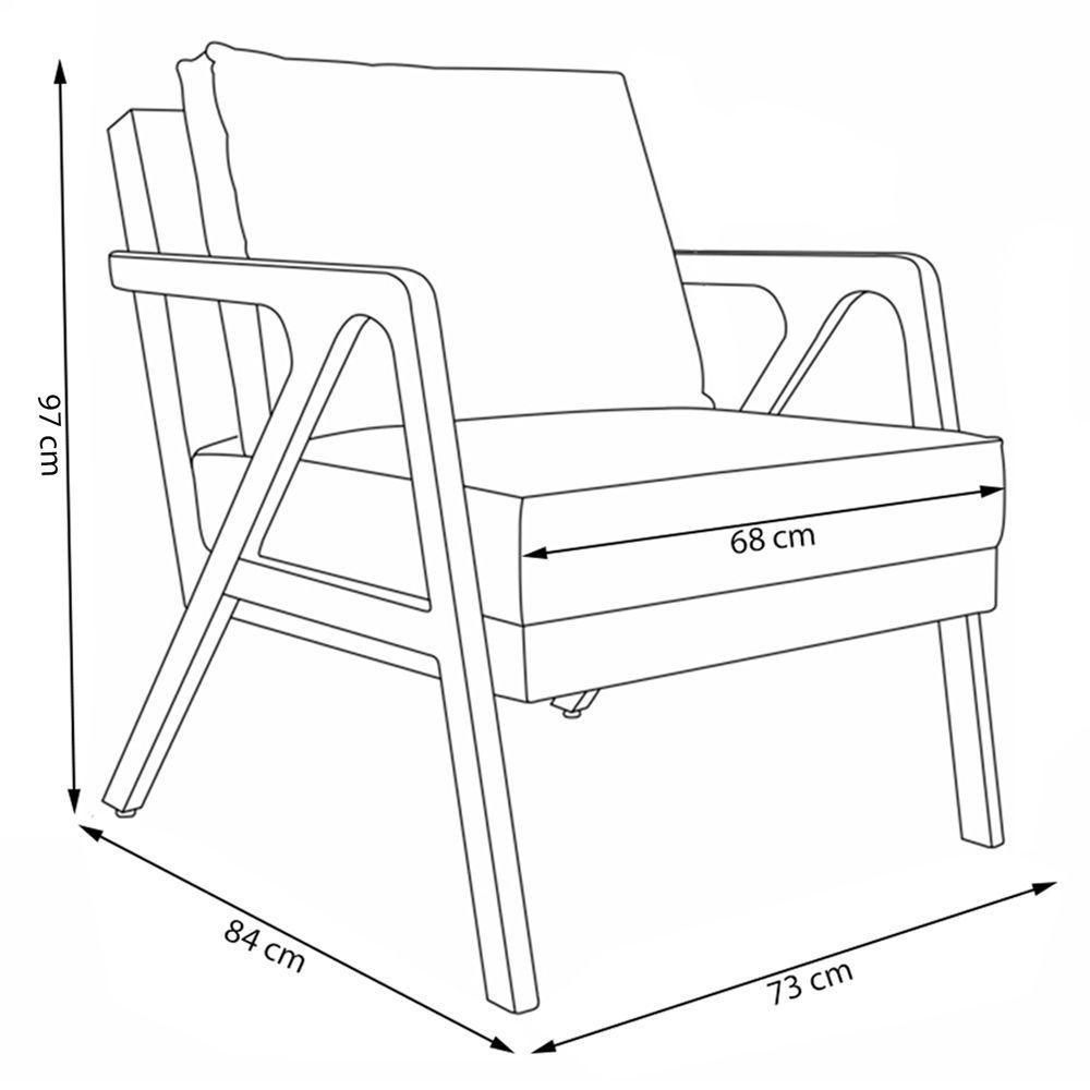 Poltrona Decorativa De Luxo Frida Linho Rústico Grigio - 6