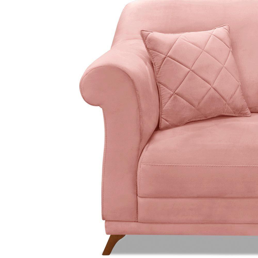 Poltrona Decorativa C/1 Almofada Veludo Rosa - 4