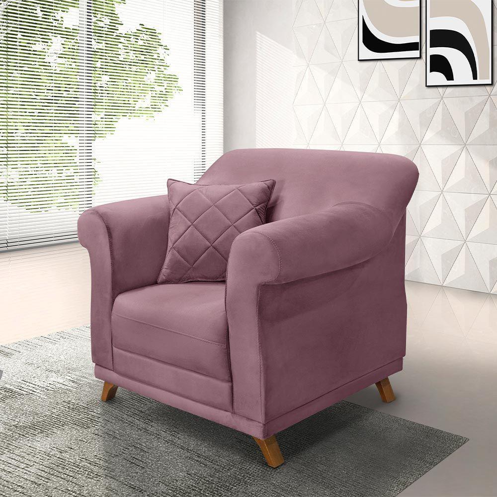 Poltrona Decorativa C/1 Almofada Veludo Uva - 5