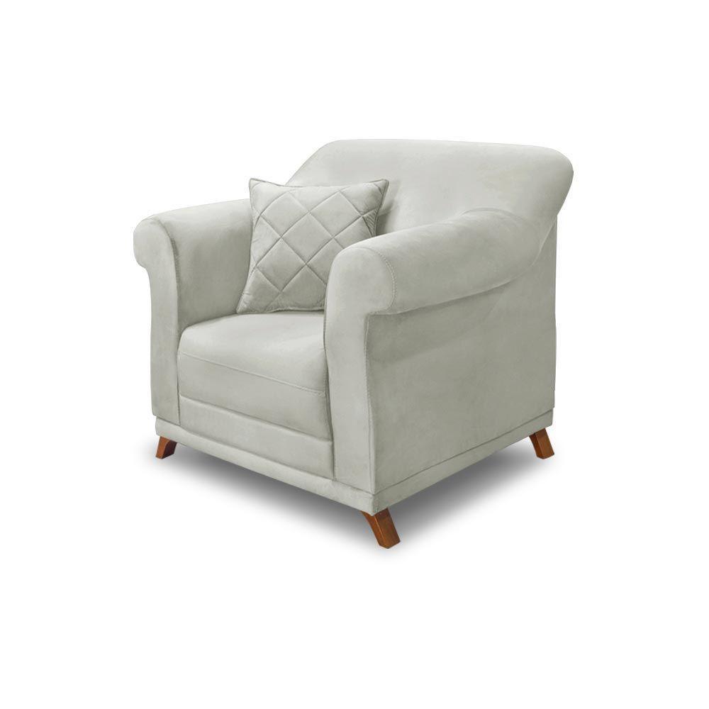 Poltrona Decorativa C/1 Almofada Veludo Prata - 1