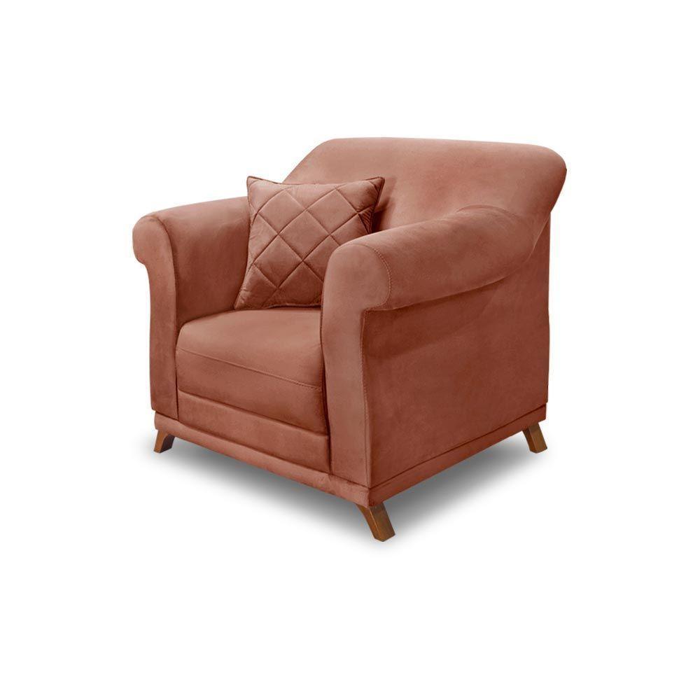 Poltrona Decorativa C/1 Almofada Veludo Cobre - 1