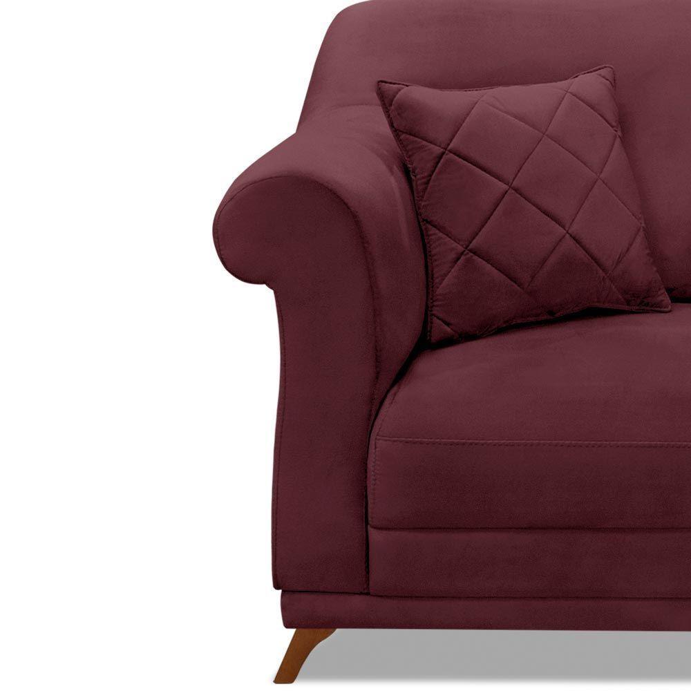 Poltrona Decorativa C/1 Almofada Veludo Vinho - 4