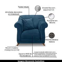 Poltrona Decorativa C/1 Almofada Veludo Azul Marinho - 7