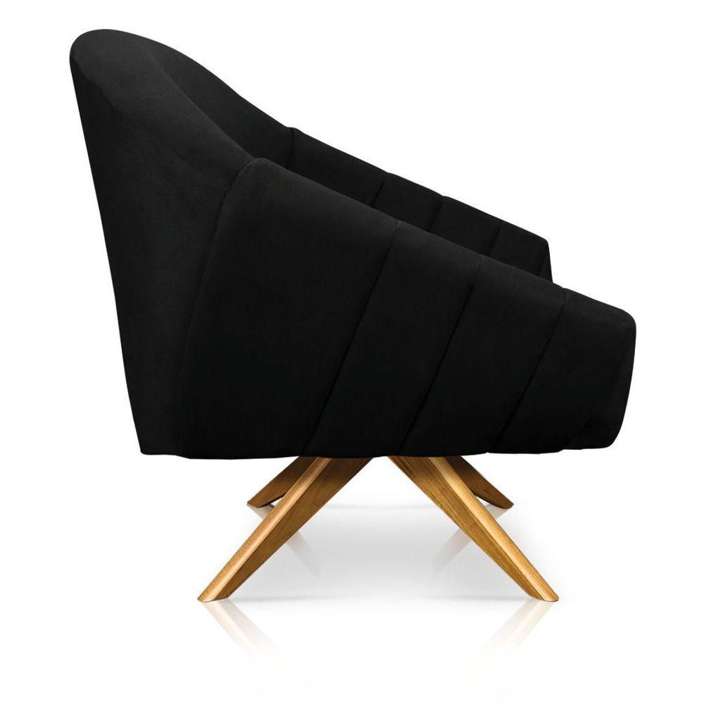 Kit 02 Poltronas Giovana Suede Preto - 4