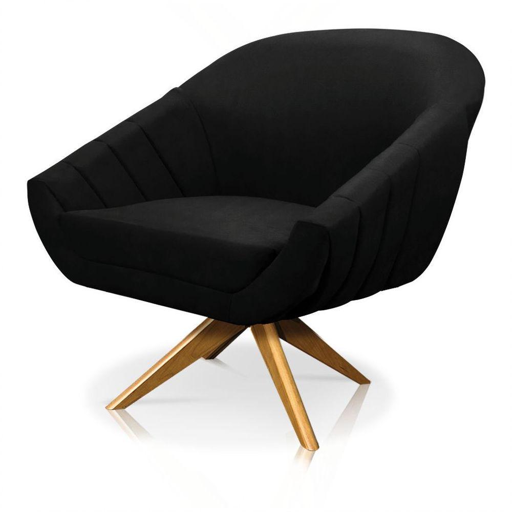 Kit 02 Poltronas Giovana Suede Preto - 5