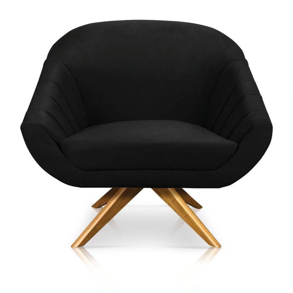 Kit 02 Poltronas Giovana Suede Preto - 6