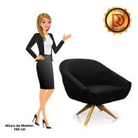 Kit 02 Poltronas Giovana Suede Preto - 3