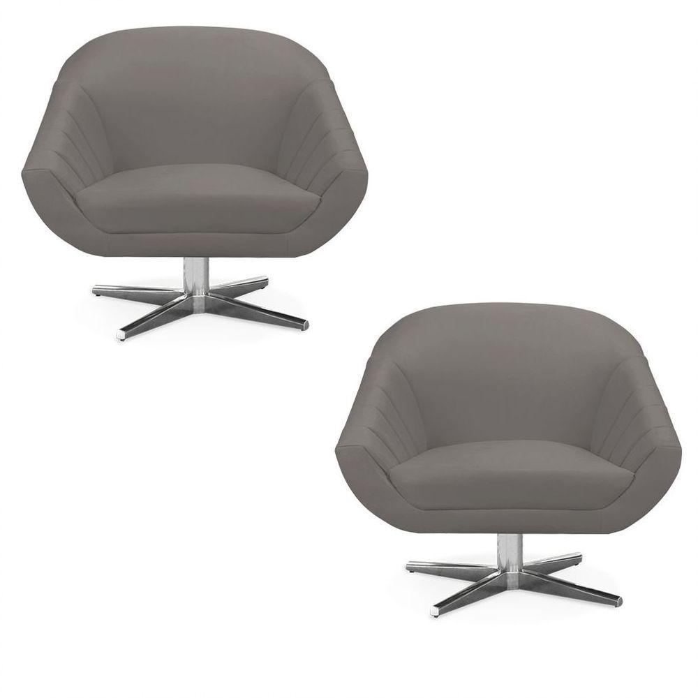 Kit 02 Poltronas Giovana Suede Grafite - 1