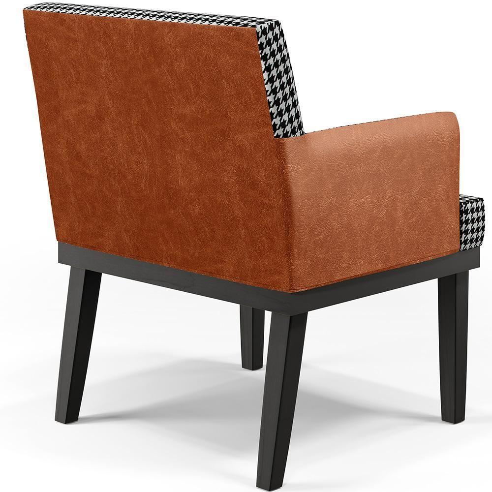 Kit 02 Poltronas Base Preto Suede Pied Poule Camel - 3