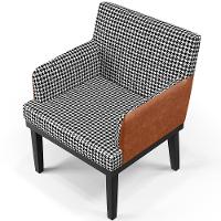 Kit 02 Poltronas Base Preto Suede Pied Poule Camel