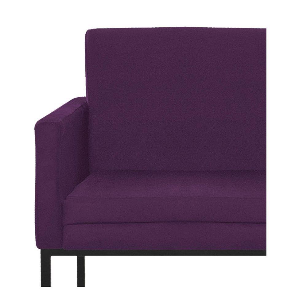 Kit 02 Poltronas Decorativa Bellinha Base de Ferro Preto Suede Roxo - 2