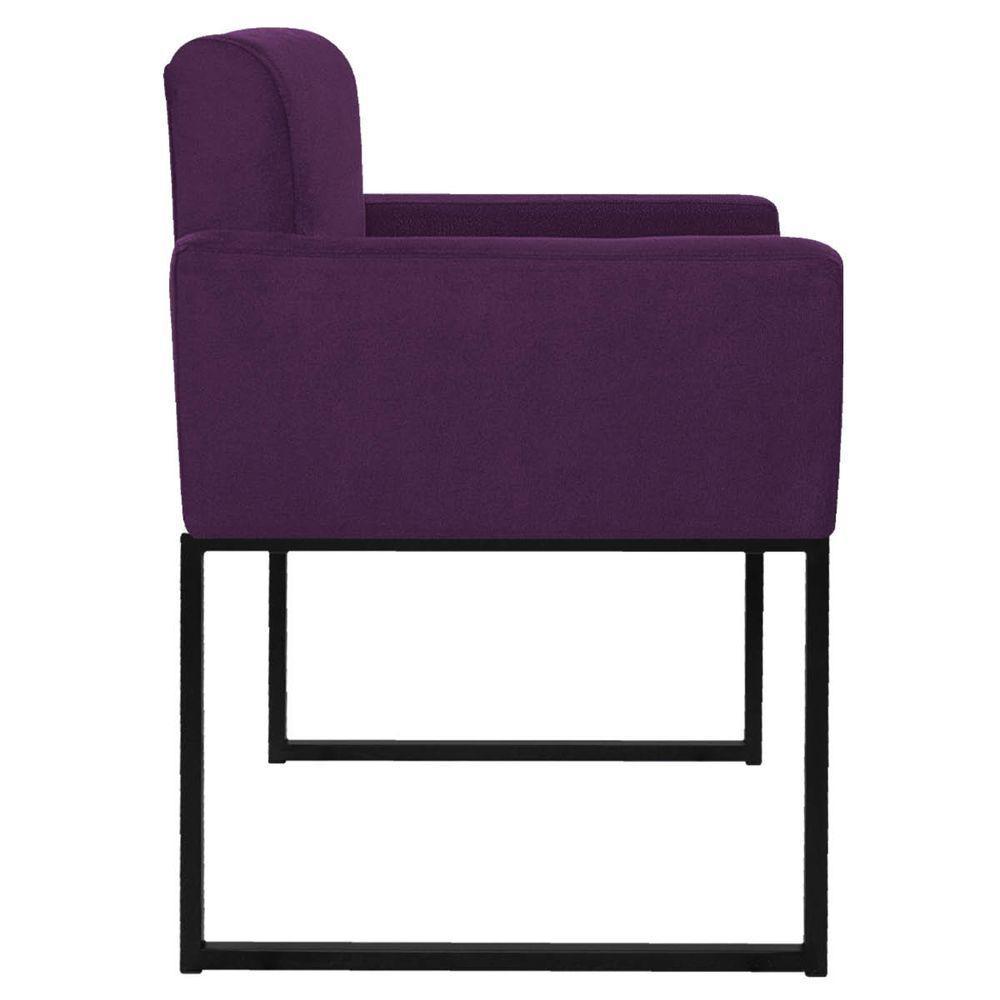 Kit 02 Poltronas Decorativa Bellinha Base de Ferro Preto Suede Roxo - 4