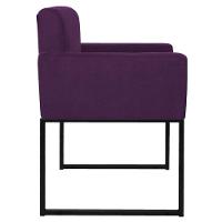Kit 02 Poltronas Decorativa Bellinha Base de Ferro Preto Suede Roxo - 7