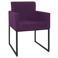 Kit 02 Poltronas Decorativa Bellinha Base de Ferro Preto Suede Roxo - 10