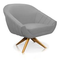 Poltrona Giratória Giovana Suede Cinza Base Madeira Ma30 - D'rossi - 3