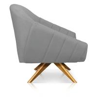 Poltrona Giratória Giovana Suede Cinza Base Madeira Ma30 - D'rossi - 5