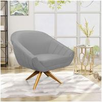 Poltrona Giratória Giovana Suede Cinza Base Madeira Ma30 - D'rossi - 7